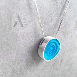 Blue resin sliver necklace