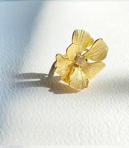 Gold Peony Statement open Ring from Jewellery AE